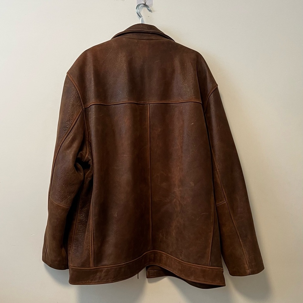 Big Oversized Bomber style leather jacket - Picture 2 of 4